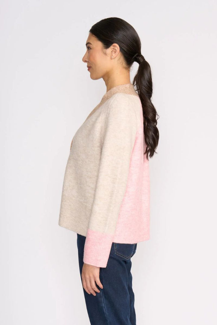 Woman wearing Plush Love Cardi by FOIL style FO8476 side