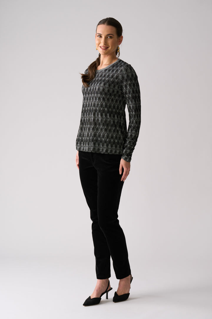 Woman wearing FOIL Loominary Long Sleeve Top FO8487 side view