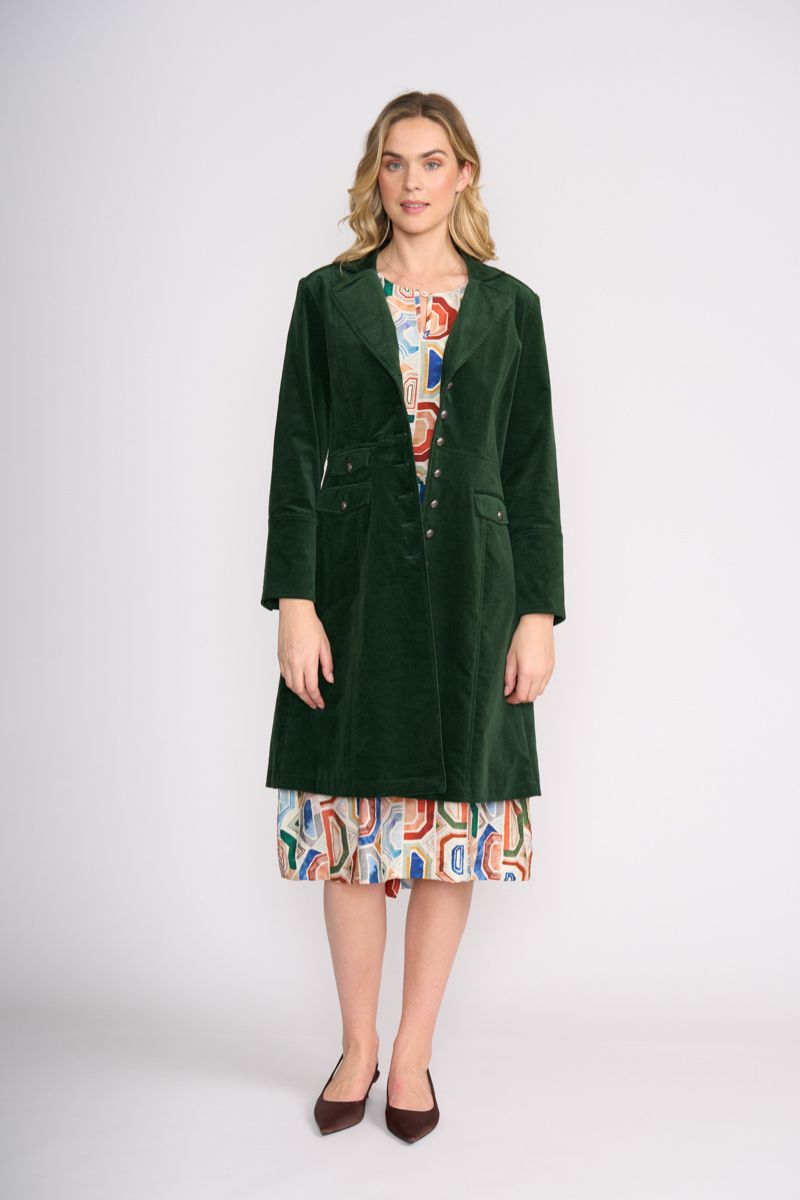 Woman wearing Cordially Invited Coat in Amazon by Foil front