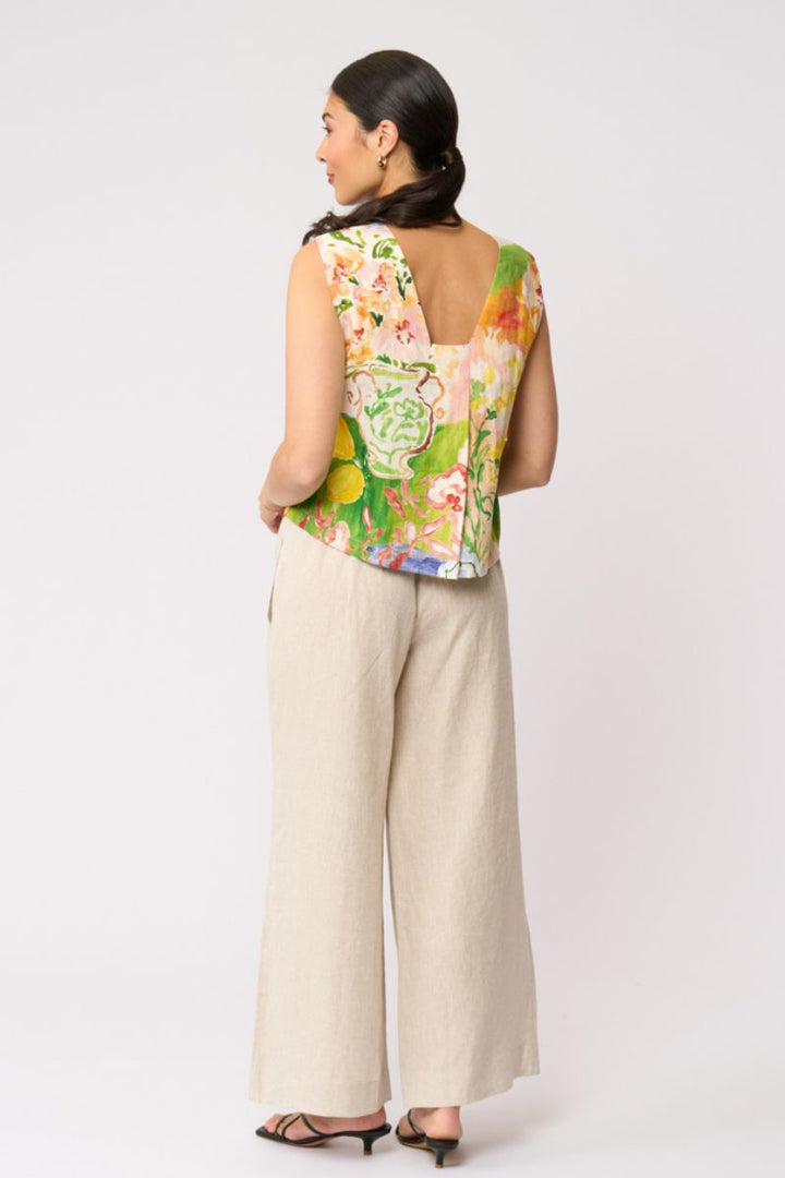 FOIL Together Again Pant FO8801 in Metallic Gold Shimmer back view showing shirred elastic waistband