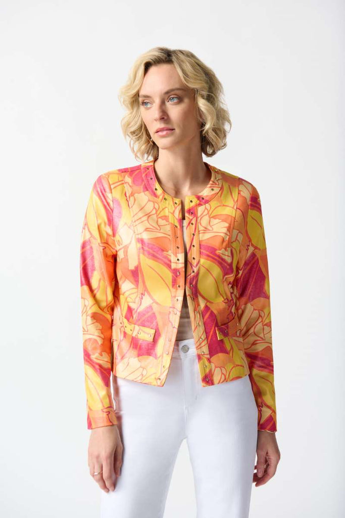 foiled-suede-floral-print-fitted-jacket-in-pink-multi-joseph-ribkoff-front-view_1200x