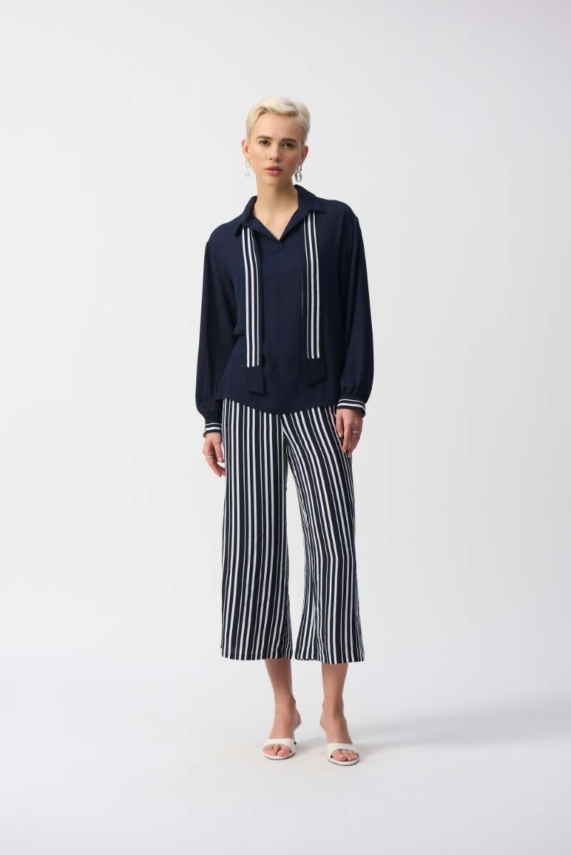 georgette-top-with-woven-stripe-scarf-in-midnight-blue-vanilla-joseph-ribkoff-front-view_1200x