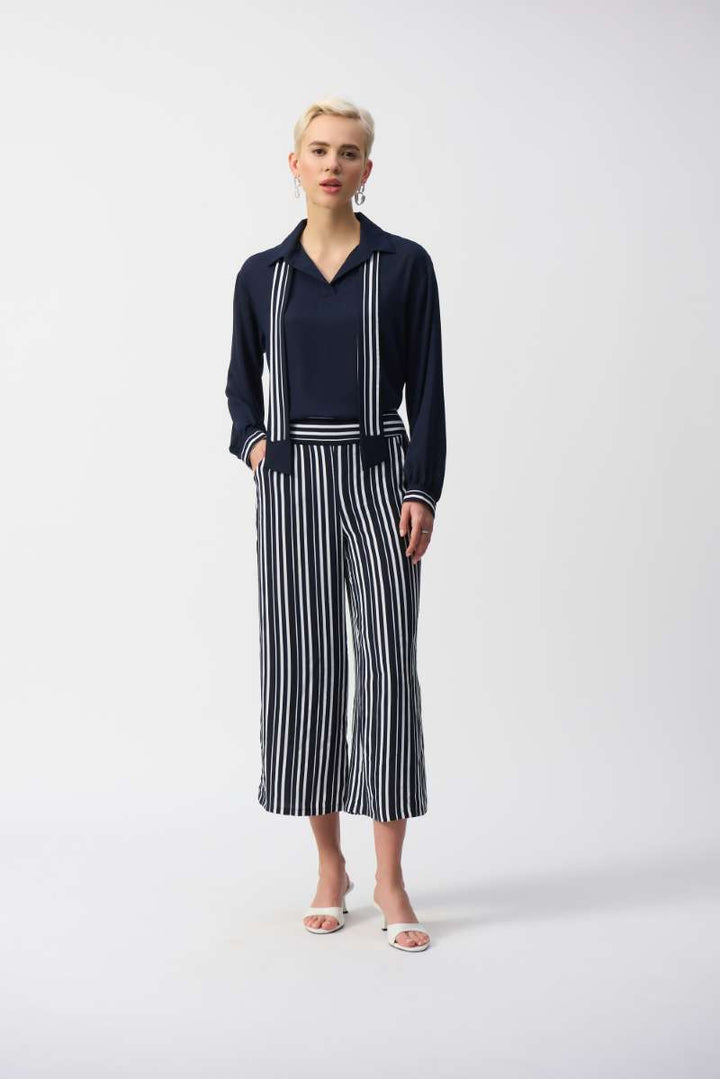 georgette-top-with-woven-stripe-scarf-in-midnight-blue-vanilla-joseph-ribkoff-front-view_1200x