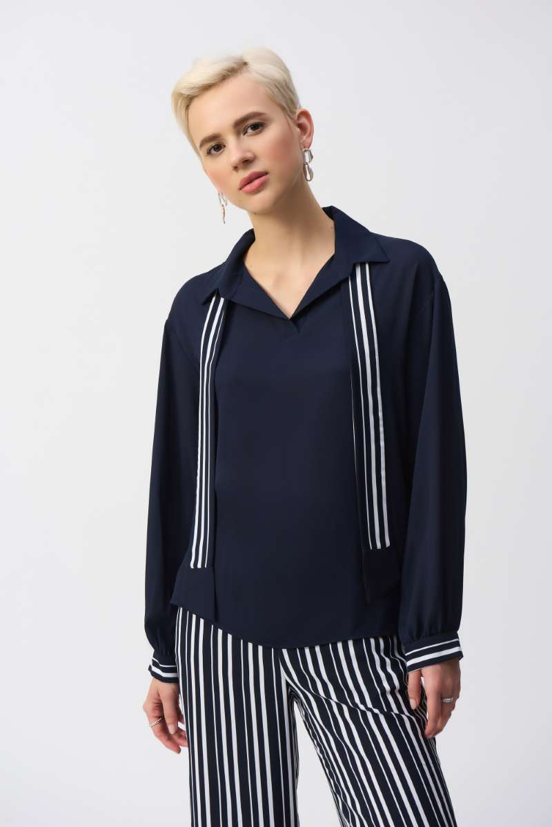 georgette-top-with-woven-stripe-scarf-in-midnight-blue-vanilla-joseph-ribkoff-front-view_1200x