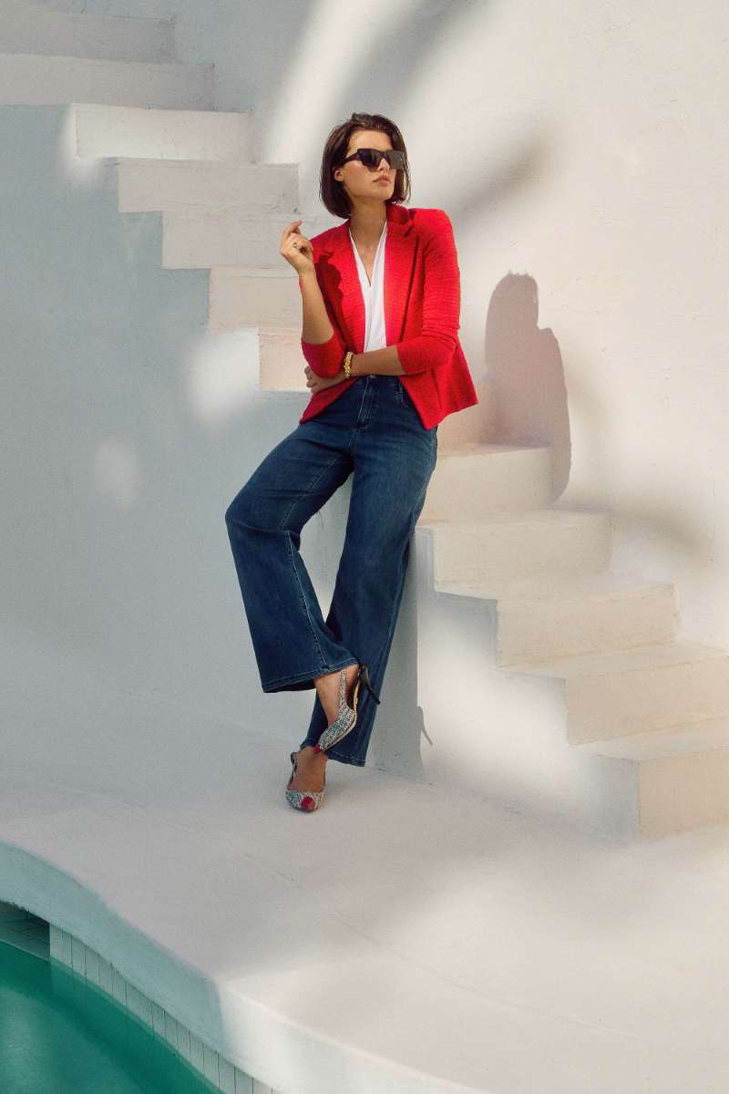 Featherweave wide leg denim by Joseph Ribkoff – soft, travel-friendly fabric