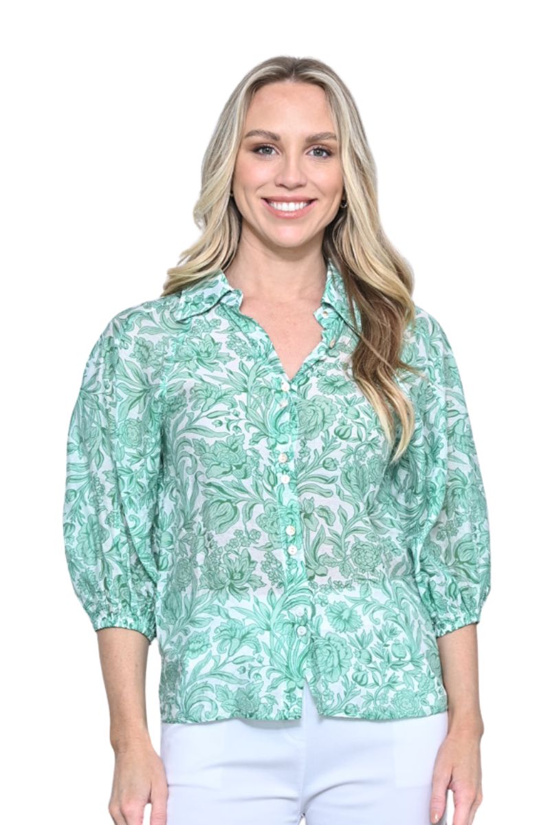 Alex Floral Blouse in Green
