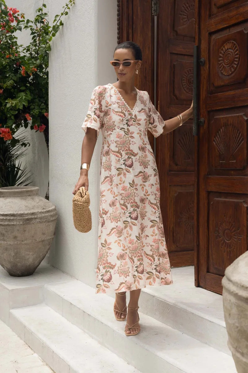 Humidity Lifestyle Bohemian Rose Midi Dress – HS26205