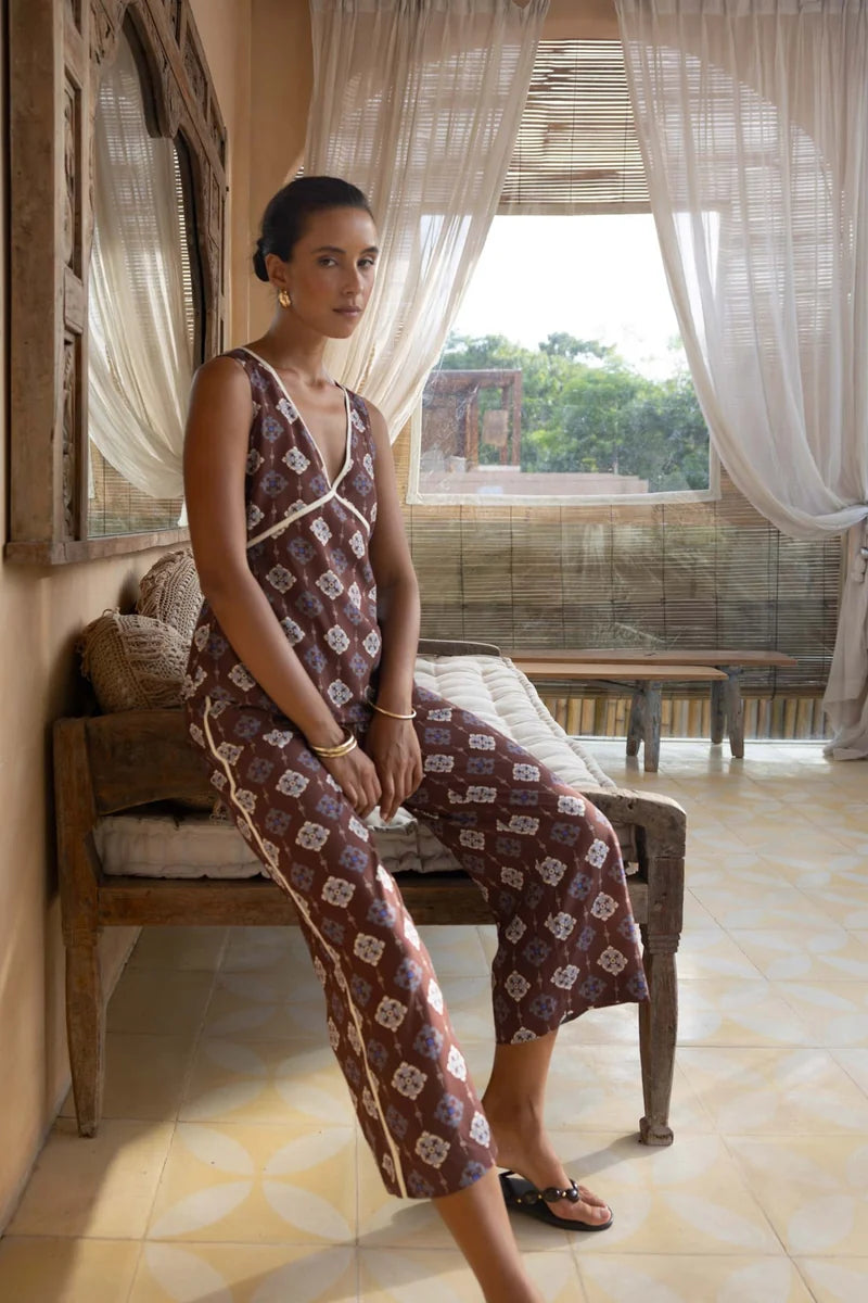 Humidity Lifestyle Vintage Tales Pant – Choc/Cream HS26208