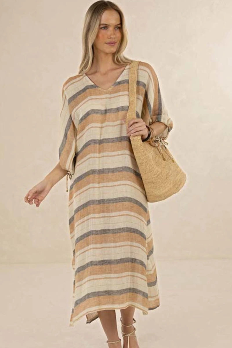 Humidity Lifestyle Praiano Midi Kaftan – Stripe – HS26305