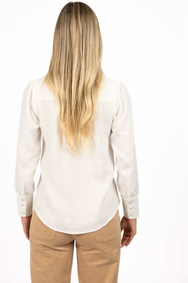 Woman wearing Pixie Shirt in White by Humidity back