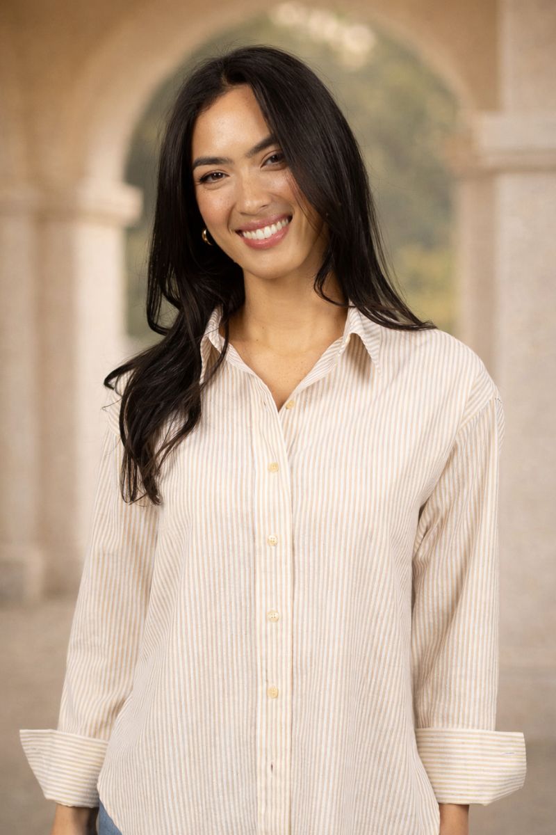 Nala Stripe Shirt in Sand Stripe by Humidity