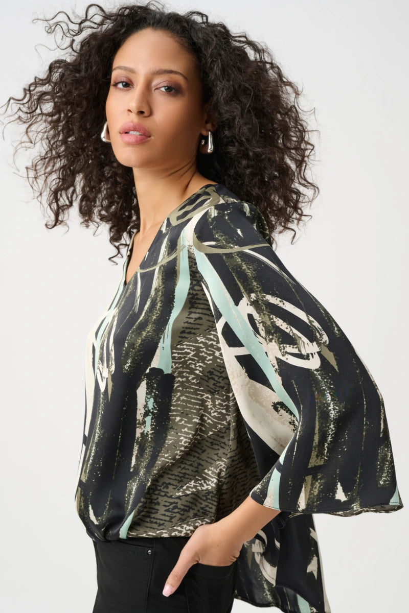 Pleated Satin Open Blazer in Mocha by Joseph Ribkoff