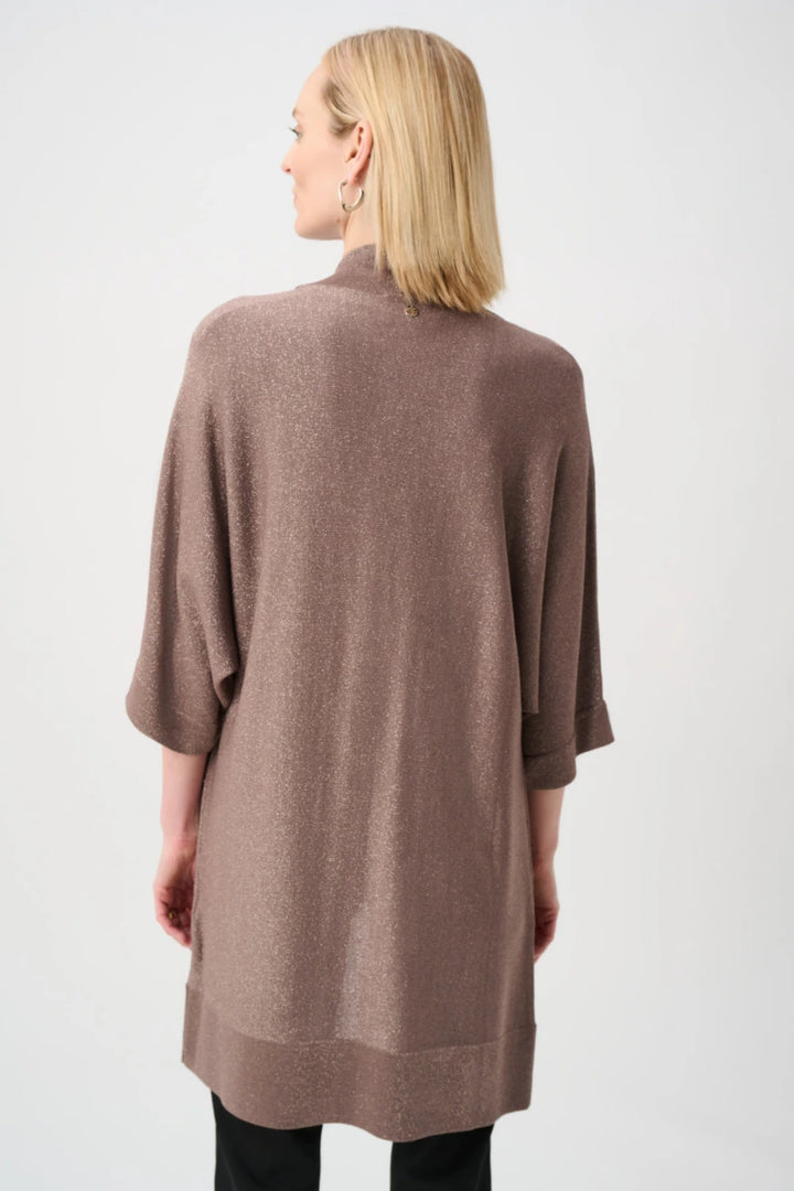 Sweater Knit Cover-Up with Iron-On Detail in Mink/Gold by Joseph Ribkoff