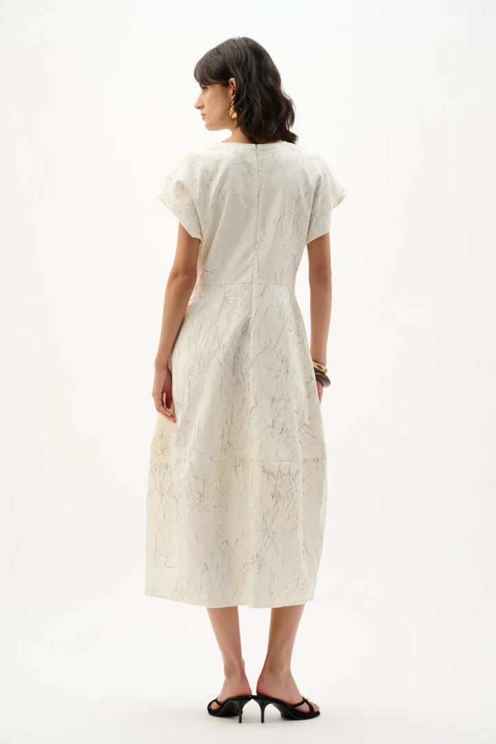 Novelty Abstract Print Cocoon Dress in Cream/Black by Joseph Ribkoff