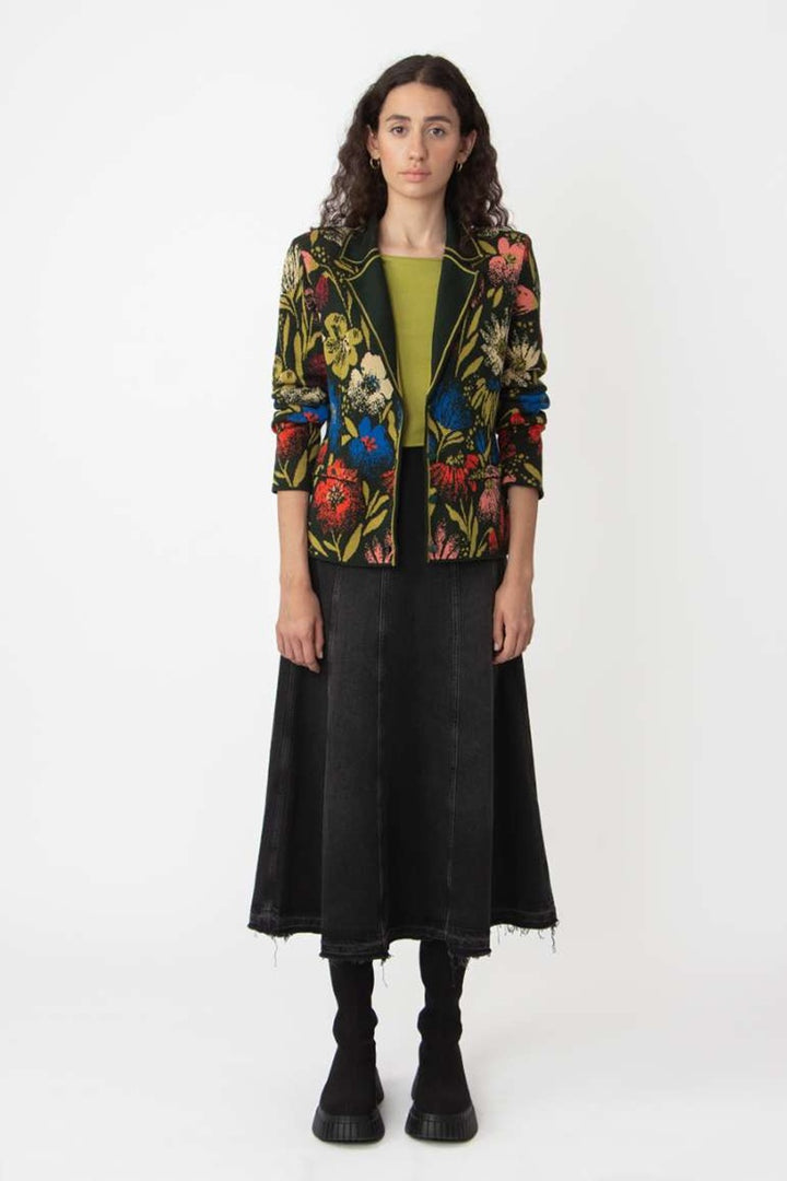 Jacquard Jacket, Floral Pattern in Forest 242612 by IVKO