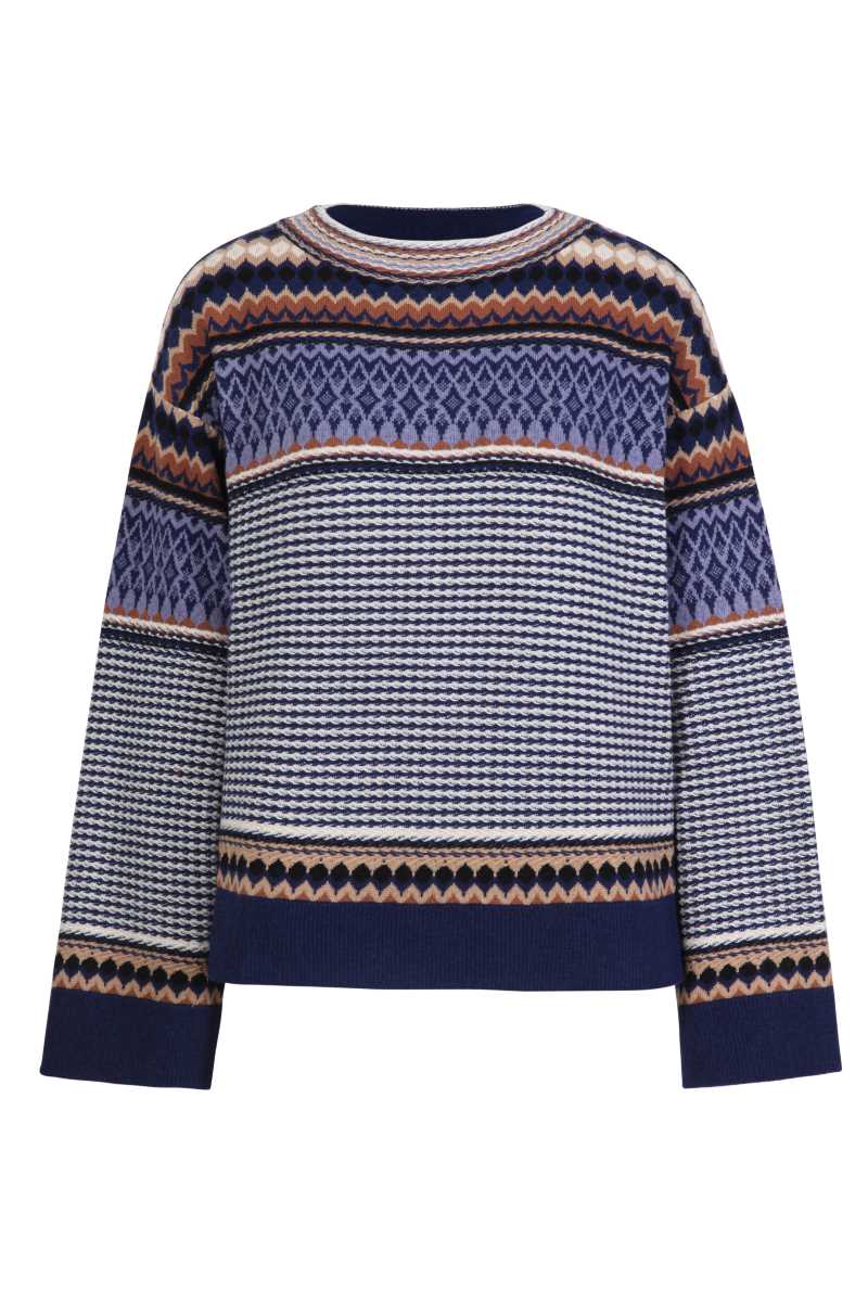 Ivko Jacquard Pullover Structure Pattern In Blue Stone 232730 | Weekends