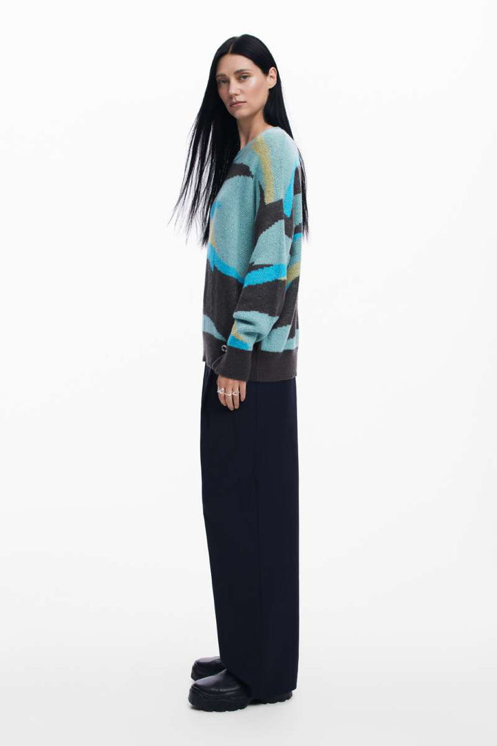 Jers Thunder Bay Sweater in Green Water 24WWJF62 by Desigual