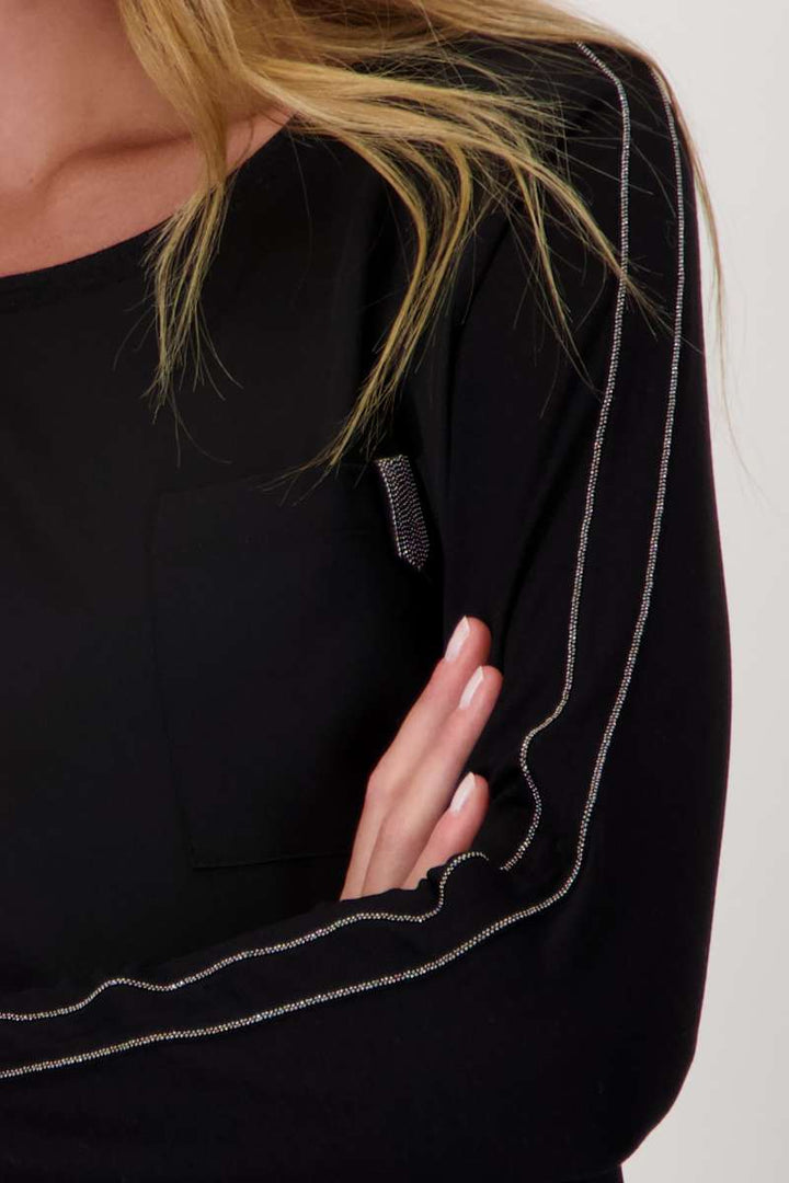 Jersey Blouse in Schwarz 808642MNR by Monari in Schwarz, size 34