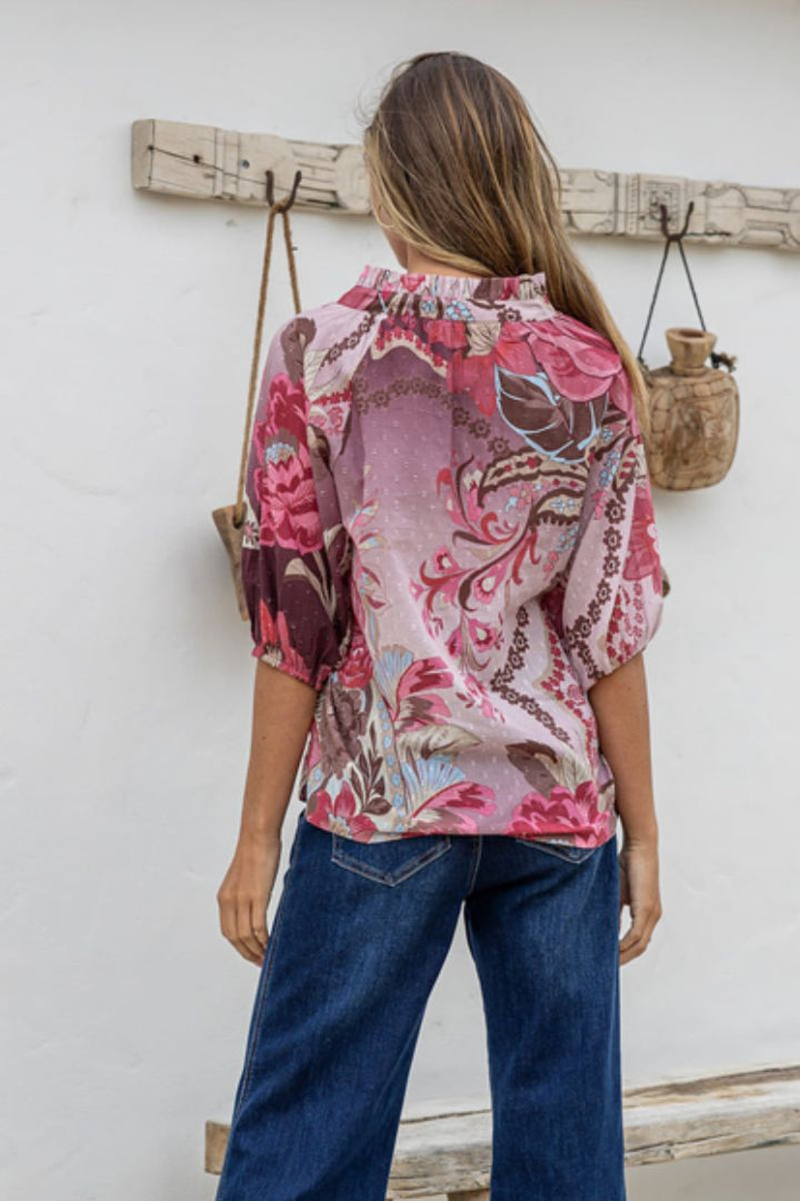Woman wearing St Tropez Top in Multi by Joop & Gypsy back