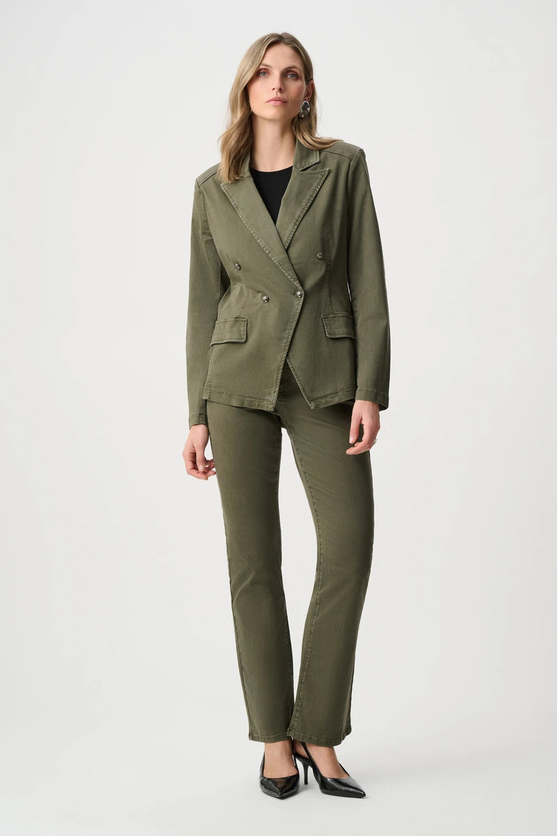 Joseph Ribkoff Brooke bootcut jeans 251967 in Avocado, full-length front styling view