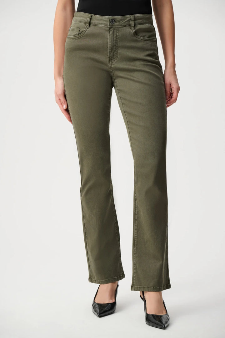 Joseph Ribkoff Brooke bootcut jeans 251967 in Avocado, front view showing bootcut leg