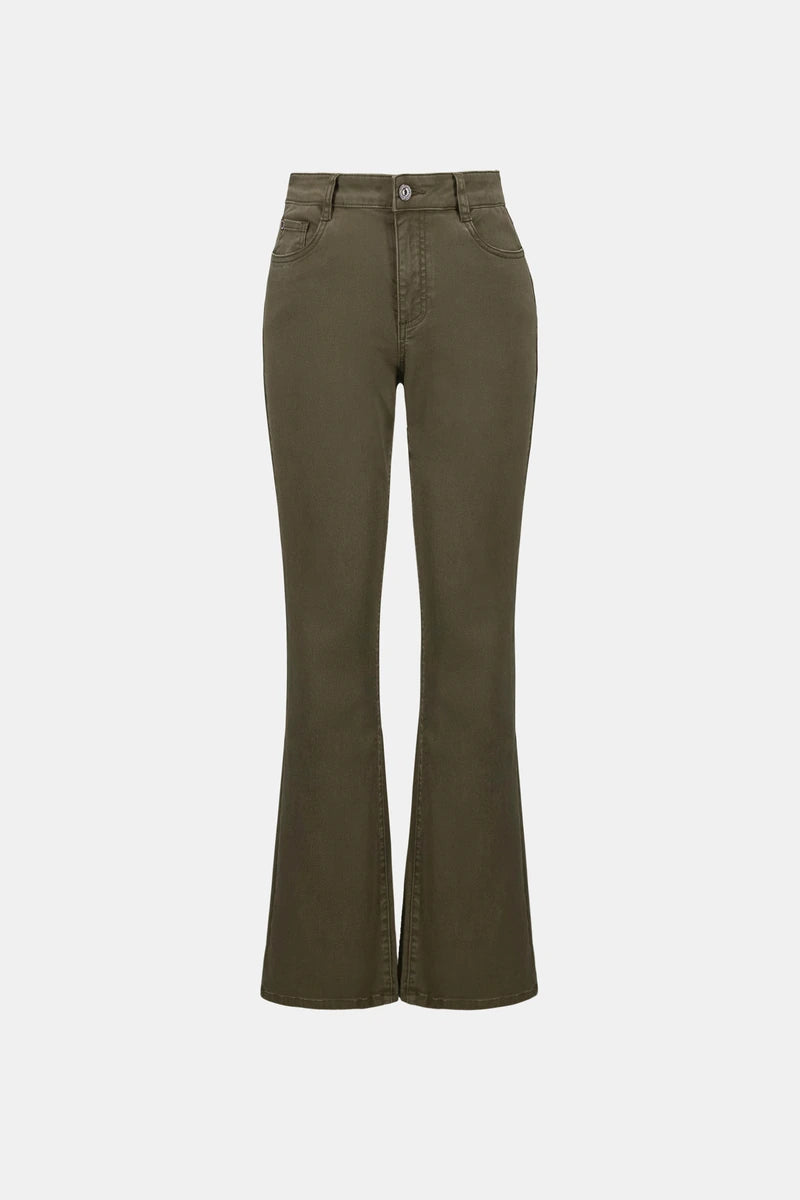 Joseph Ribkoff Brooke bootcut jeans 251967 in Avocado, product-only front view
