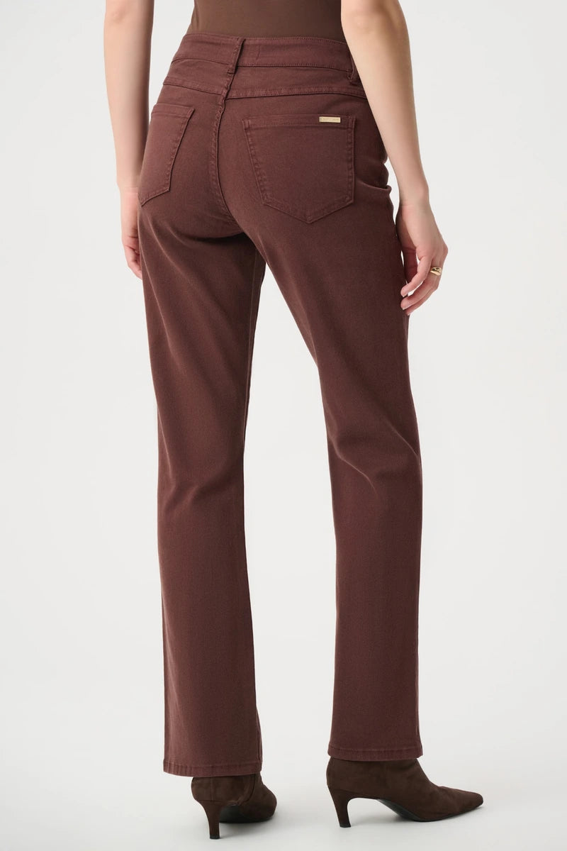 Joseph Ribkoff Brooke Classic Bootcut Featherweave Jeans 251967 in Mahogany, back view showing five-pocket styling