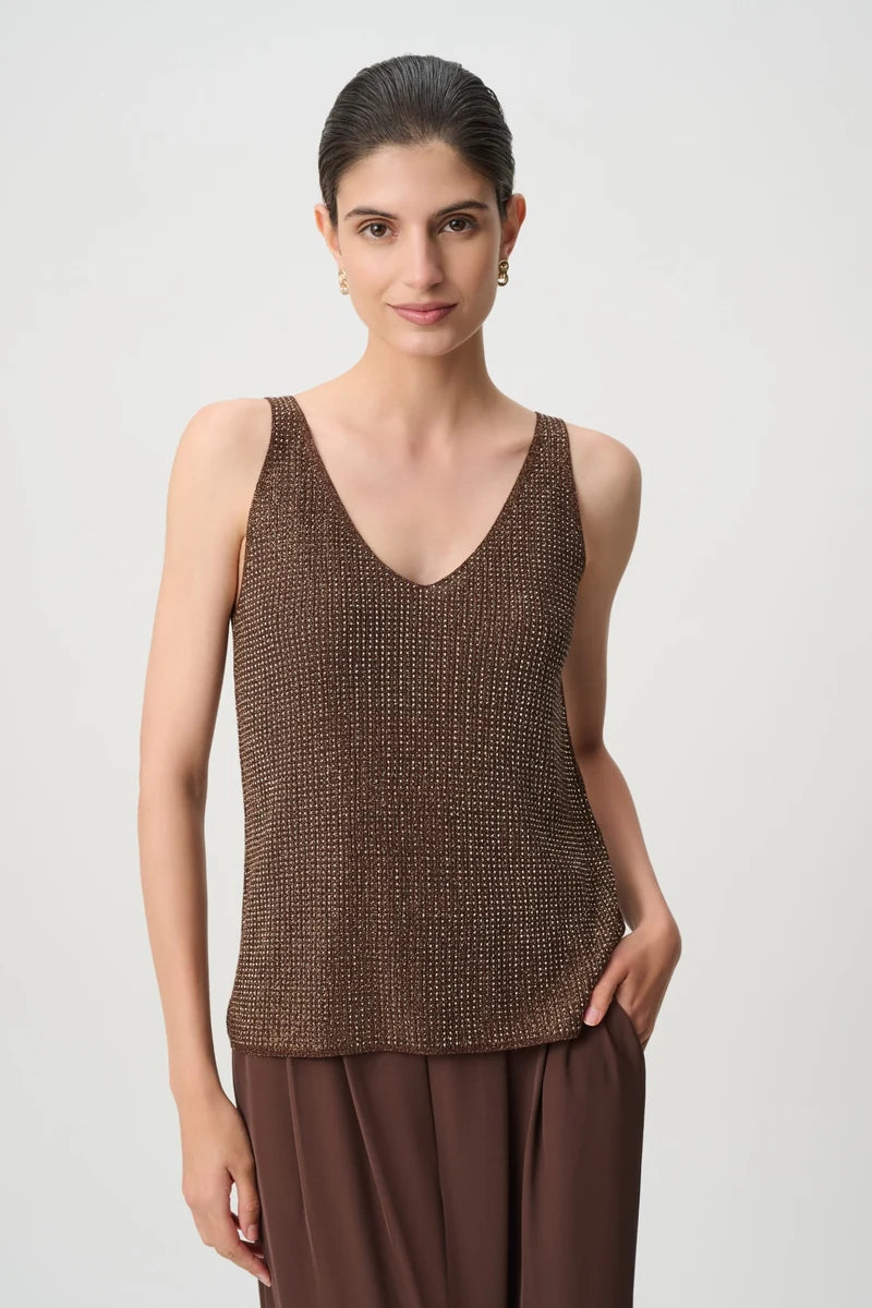 Joseph Ribkoff Metallic Knit Camisole Mahogany 252915