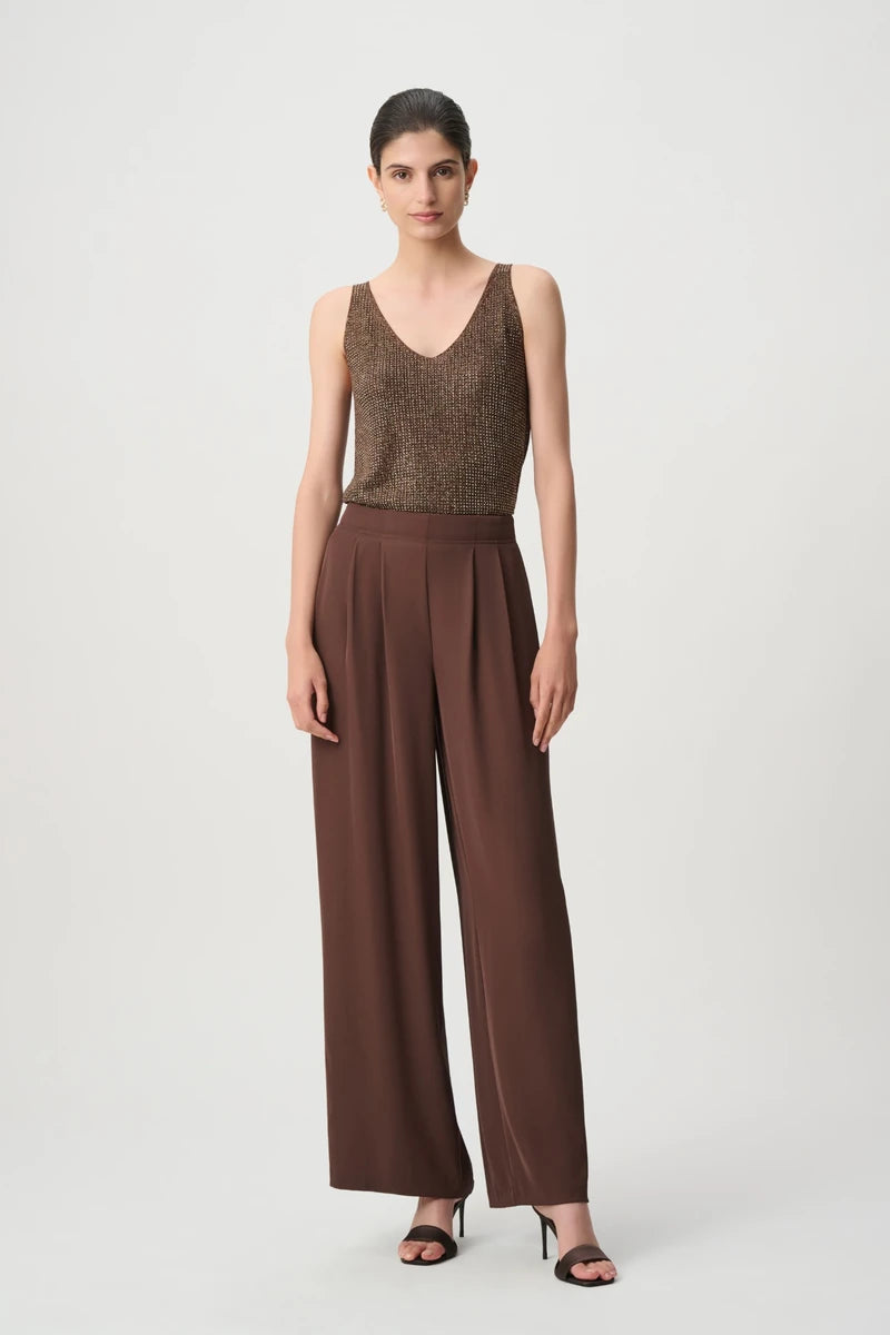 Joseph Ribkoff metallic knit camisole in Mahogany style 252915, view 3