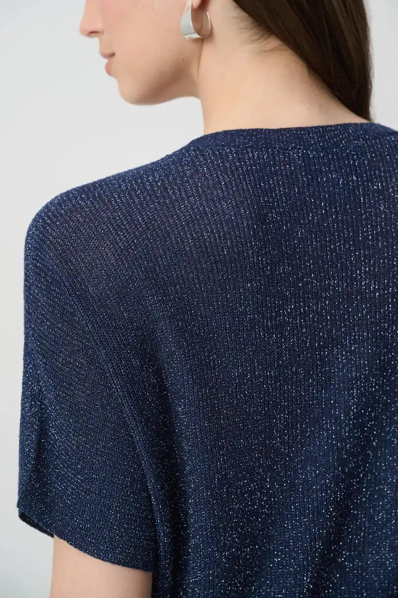 Joseph Ribkoff 263900 navy metallic knit T-shirt product photo 3