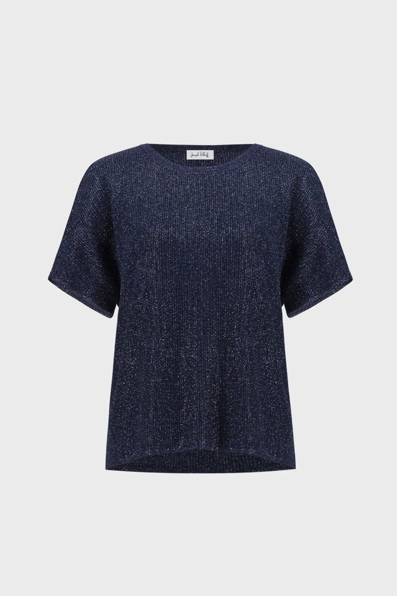 Joseph Ribkoff 263900 navy metallic knit T-shirt product photo 6