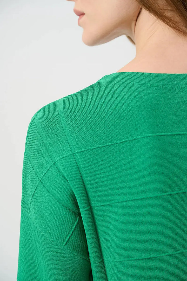 Joseph Ribkoff Textured V-Neck Sweater 271954 in Botanical Green, textured knit detail
