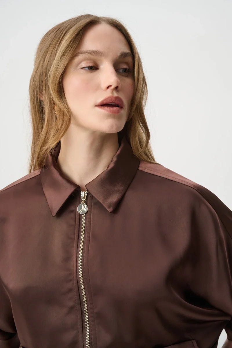 Joseph Ribkoff satin blouson jacket Mahogany style 271974 view 2