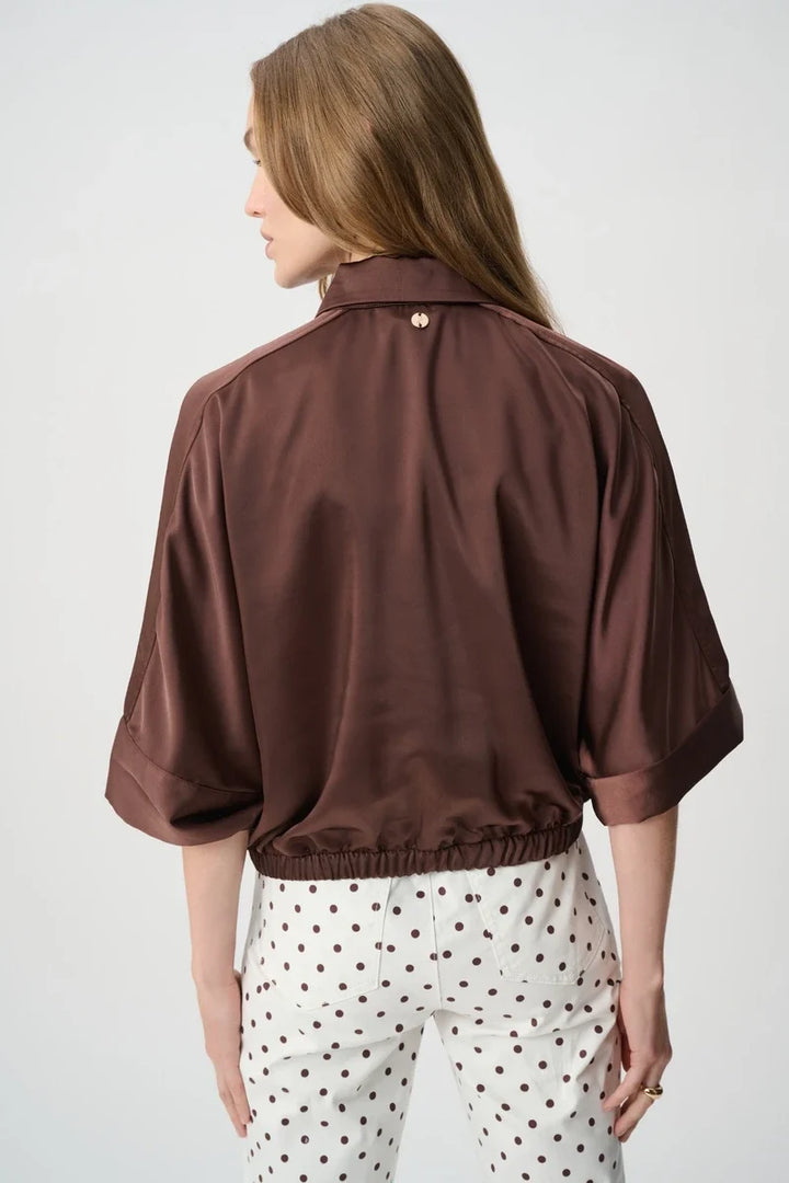 Joseph Ribkoff satin blouson jacket Mahogany style 271974 view 4