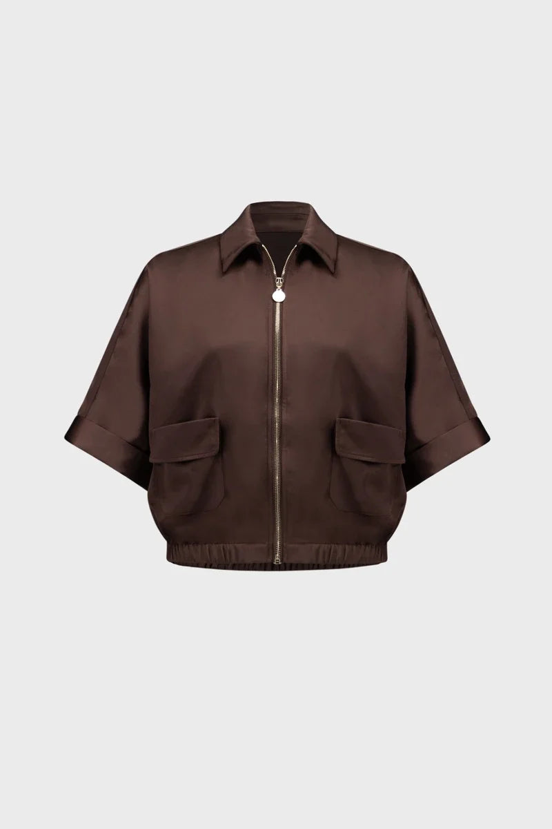 Joseph Ribkoff satin blouson jacket Mahogany style 271974 view 6