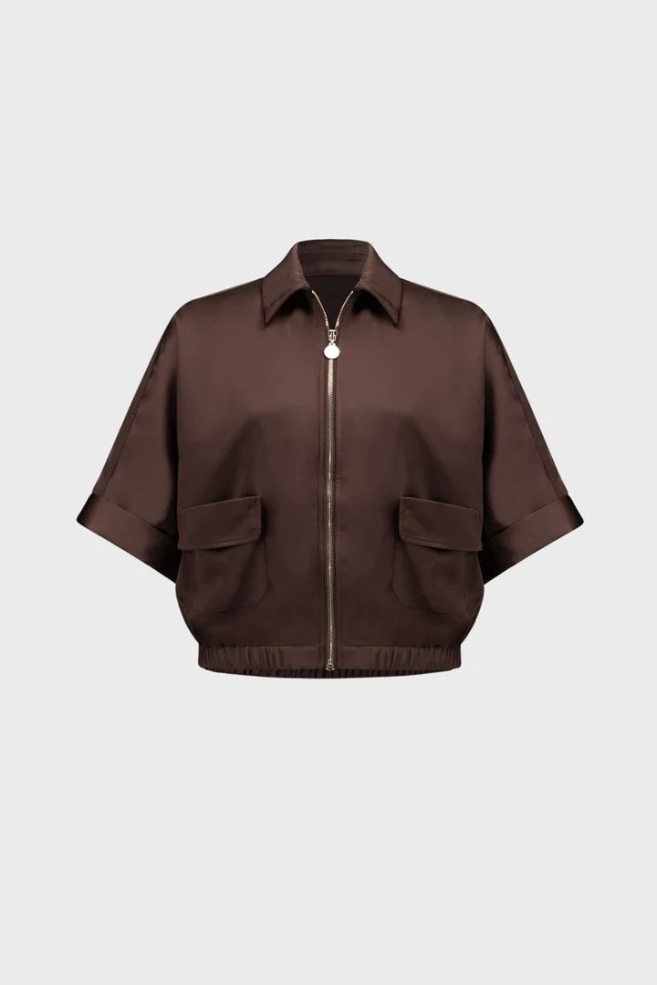 Joseph Ribkoff satin blouson jacket Mahogany style 271974 view 6