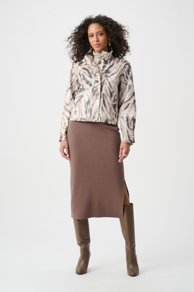 Joseph Ribkoff foiled animal print jacket front view