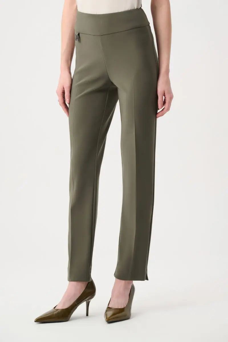Woman wearing Wonder Pant in Avocado by Joseph Ribkoff style 144092 front