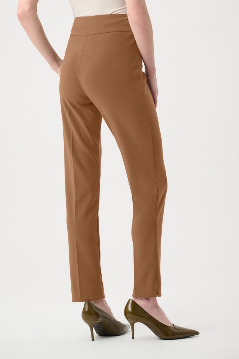 Woman wearing Wonder Pant in Camel by Joseph Ribkoff style 144092 side