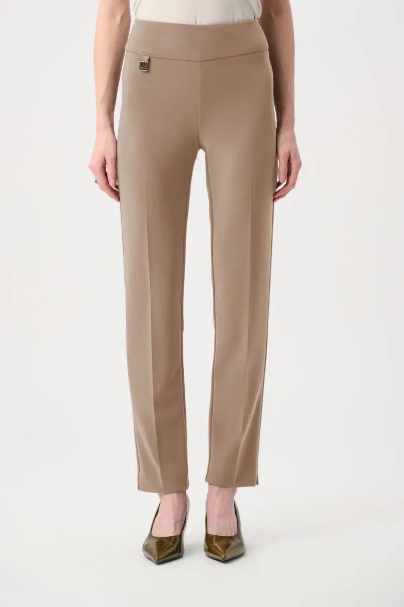 Woman wearing Wonder Pant in Mink by Joseph Ribkoff style 144092 detail