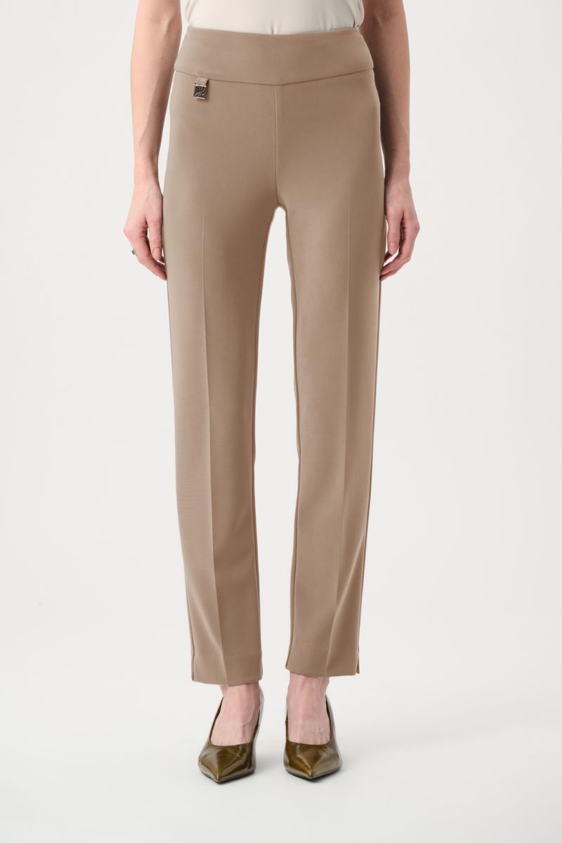 Woman wearing Wonder Pant in Mink by Joseph Ribkoff style 144092 detail