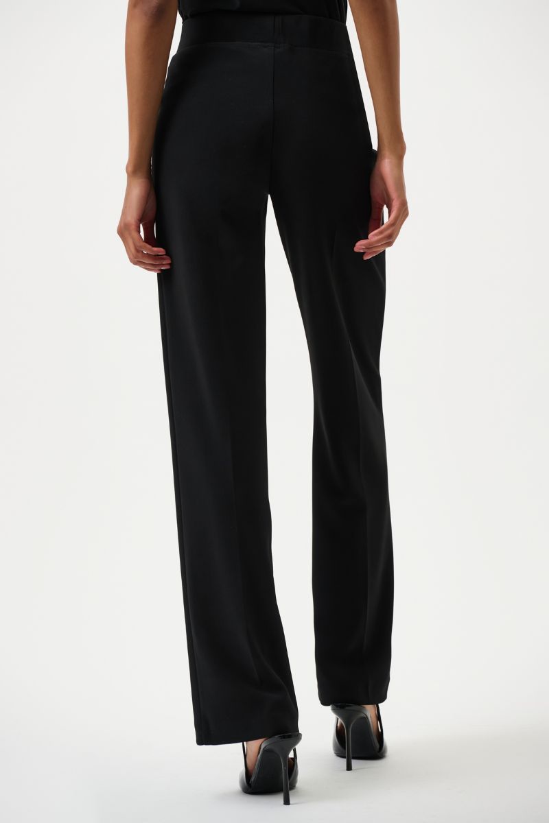 Woman wearing Wide Leg Pant in Black by Joseph Ribkoff style 153088 back