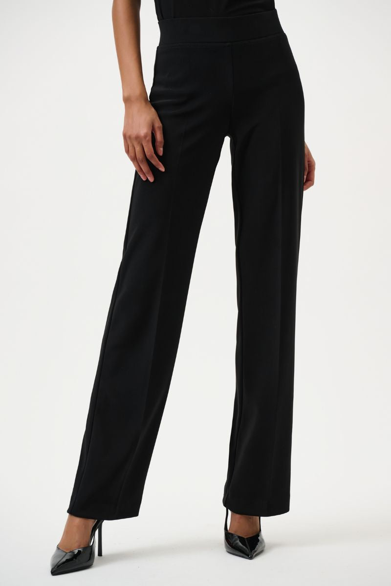Woman wearing Wide Leg Pant in Black by Joseph Ribkoff style 153088 front