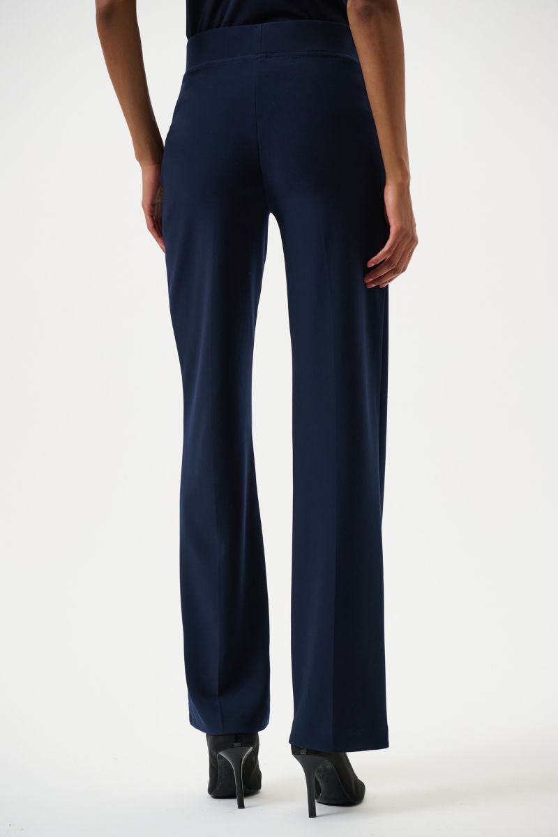 Woman wearing Wide Leg Pant in Midnight Blue by Joseph Ribkoff style 153088 back