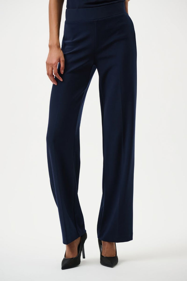 Woman wearing Wide Leg Pant in Midnight Blue by Joseph Ribkoff style 153088 front