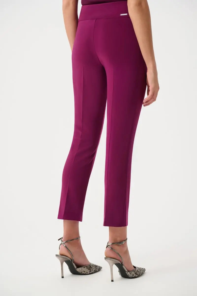 Woman wearing Cropped Pull-On Pant in Berry Burst by Joseph Ribkoff style 181089 back