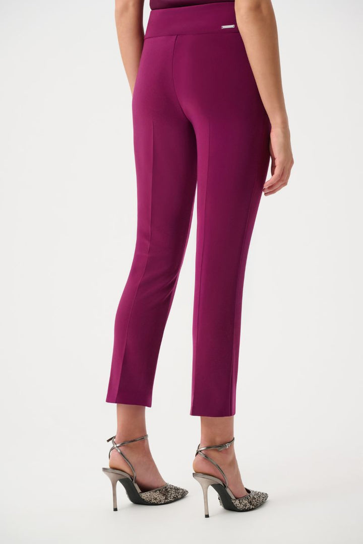 Woman wearing Cropped Pull-On Pant in Berry Burst by Joseph Ribkoff style 181089 back
