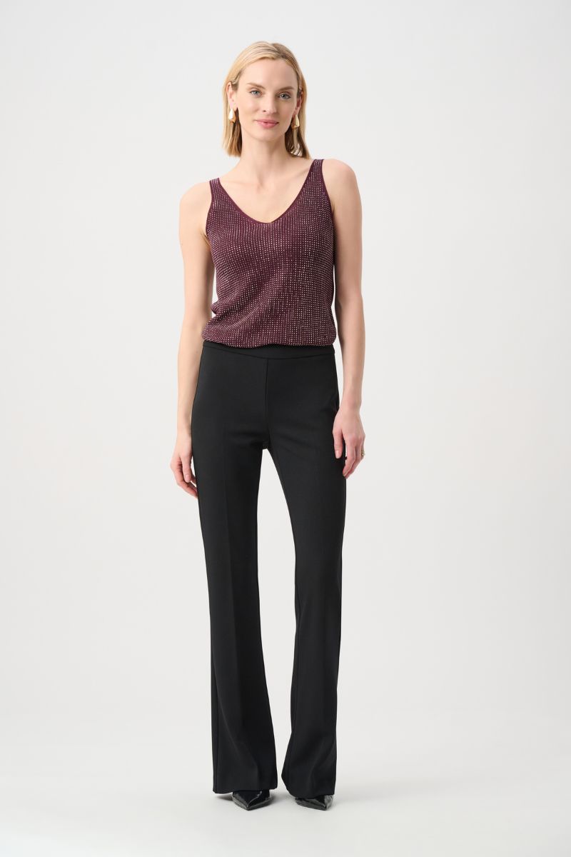 Joseph Ribkoff Elderberry Camisole ribbed  knit with metallic fibre detail 252915