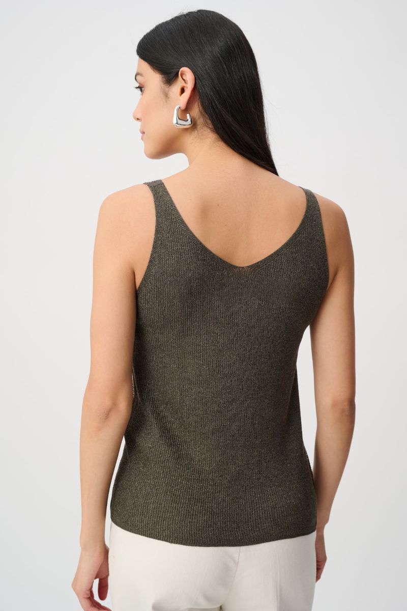 Joseph Ribkoff camisole back view V neckline detail avocado 252915
