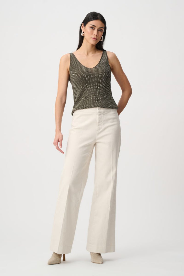 Ribbed knit metallic fibre detail avocado camisole Joseph Ribkoff